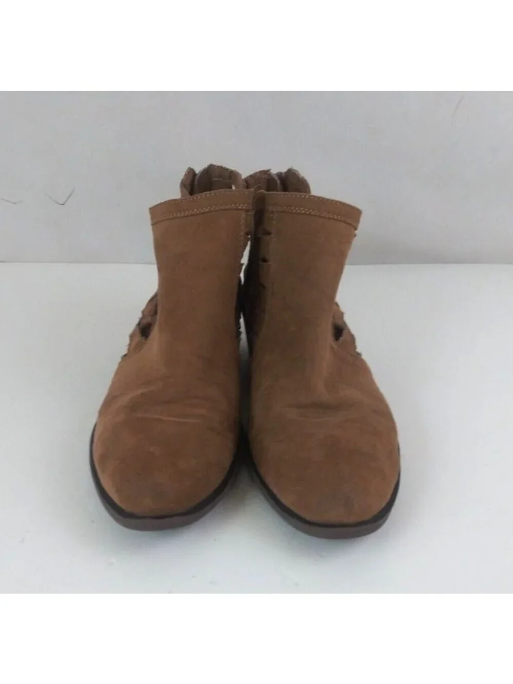 JG Women's Soft Faux Suede Back Zip Light Brown Ankle Boots Booties Size 7
